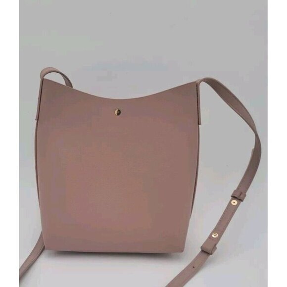 NEW Samara Minimalist Medium Shoulder Bag Peony Pink Vegan Leather Crossbody - Picture 4 of 11